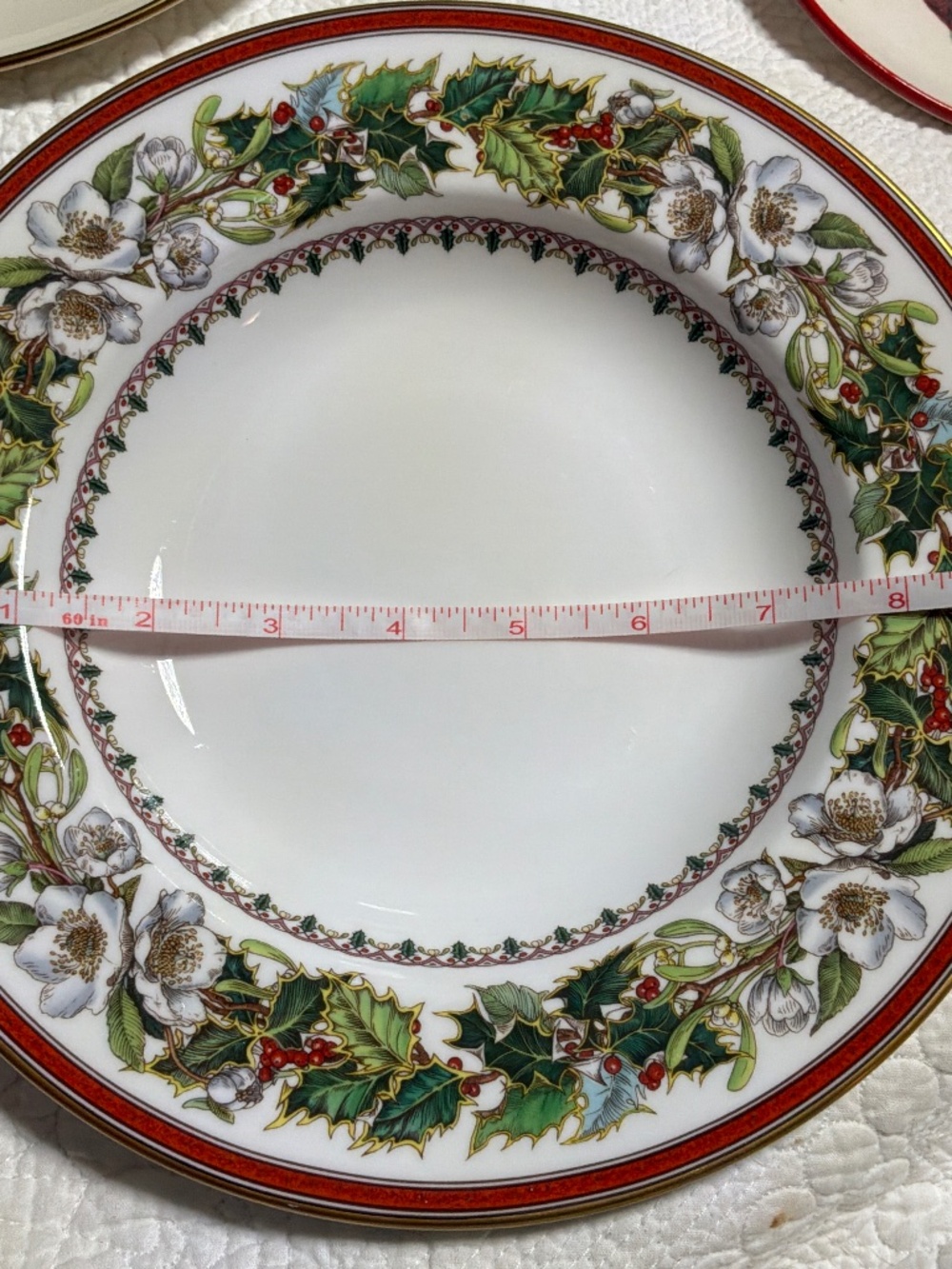 Set of 2 Spode Christmas Rose Rimmed Soup Bowls 9.25" Y8560 Vintage Holiday Bund